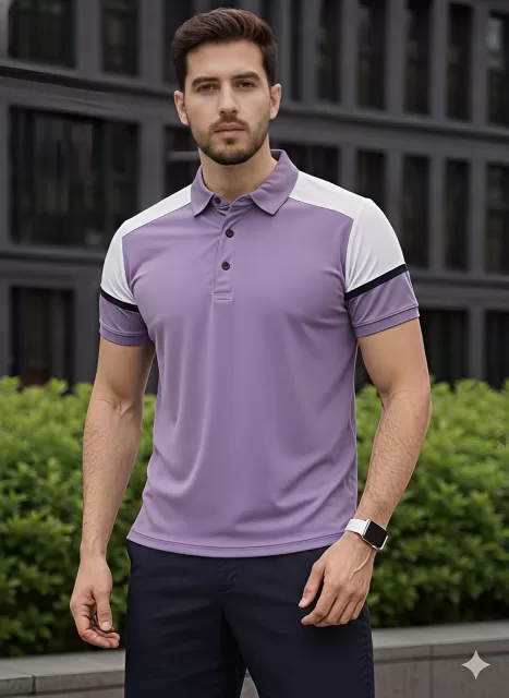 Men’s Premium Color Block Polo T-Shirt – Lavender